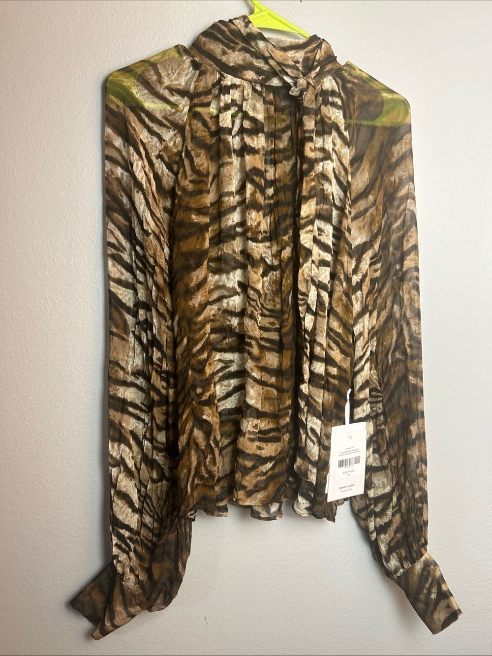Ronny Kobo Zenia Top, Tiger Eye, Sheer, Long Sleeve, Flowy Whimsical, Size Med.*